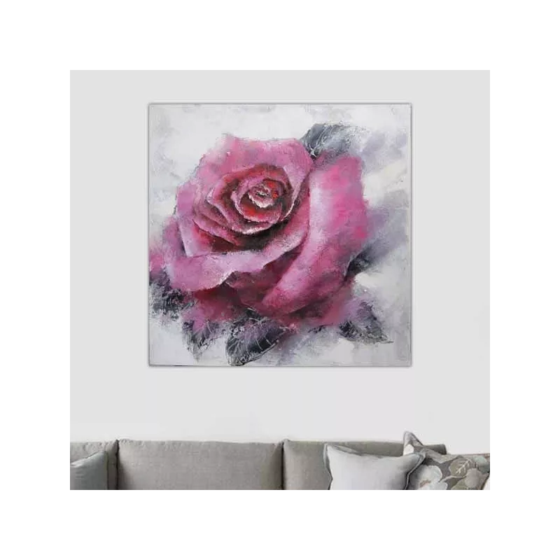 Pintura floral, rosa evanescente 100 x 100 cm