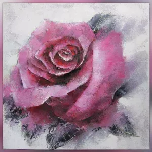 Pintura floral, rosa evanescente 100 x 100 cm
