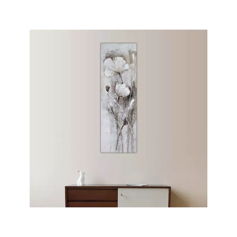 Flor de campo blanca, pintura 50 x 150 cm