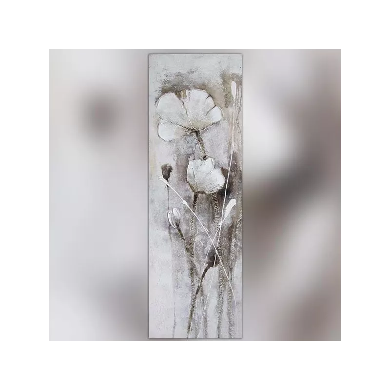 Flor de campo blanca, pintura 50 x 150 cm
