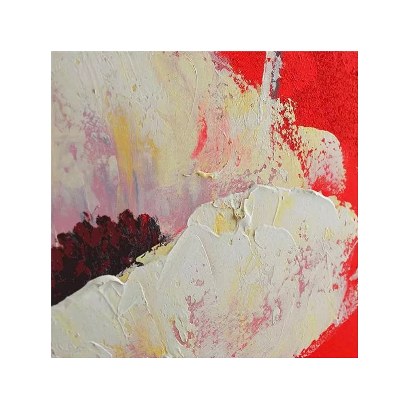 Cuadro de flores, cuadrado sobre fondo rojo