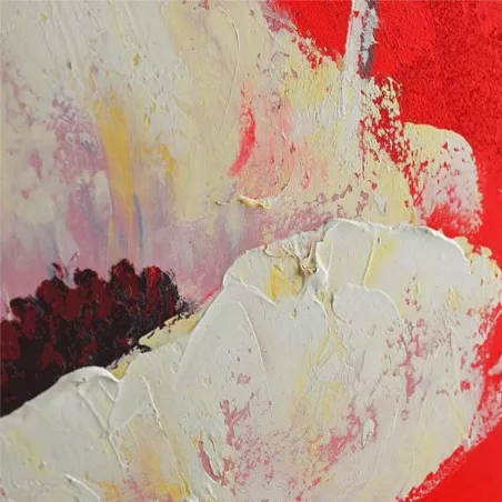 Cuadro de flores, cuadrado sobre fondo rojo