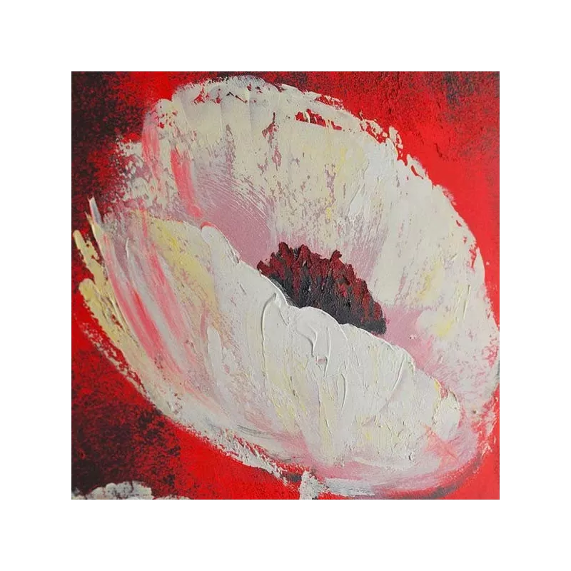 Cuadro de flores, cuadrado sobre fondo rojo