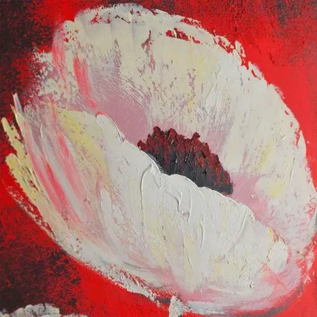 Cuadro de flores, cuadrado sobre fondo rojo