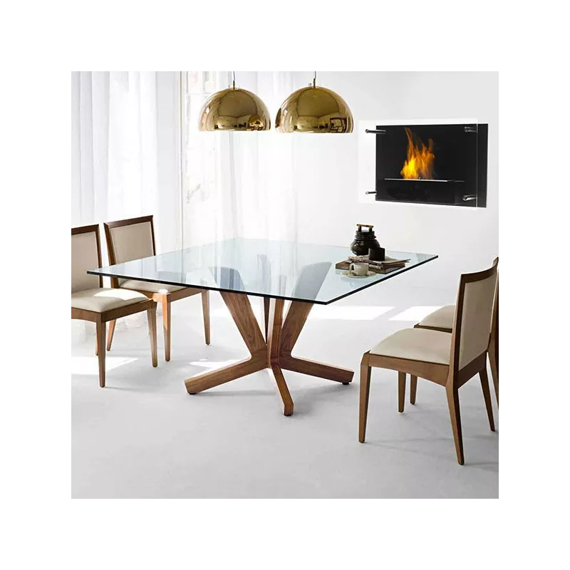 Chimenea de etanol FireGlass, pared de cristal Color Negro