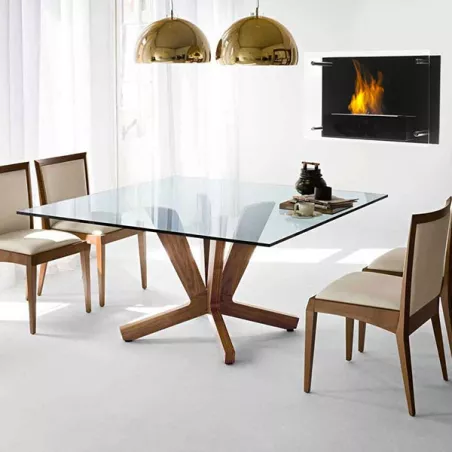 Chimenea de etanol FireGlass, pared de cristal Color Negro