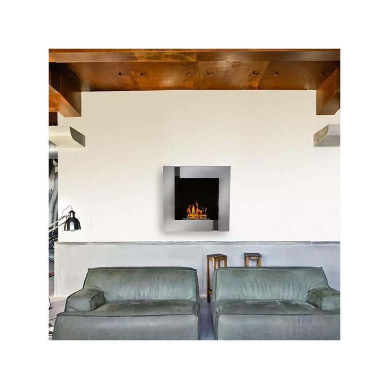 Chimenea cuadrada decorativa Quadrinox, 60x60x20cm Color Acero inoxidable cepillado