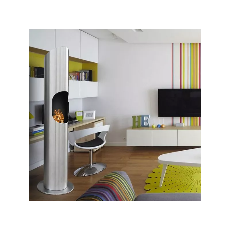 Chimenea de etanol cilíndrica Loft : Wikao Color Acero inoxidable cepillado