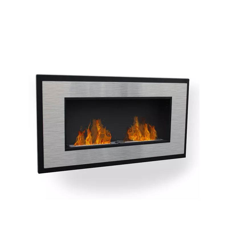 Insignal Chimenea de etanol de pared de acero inoxidable XL Color Acero inoxidable cepillado
