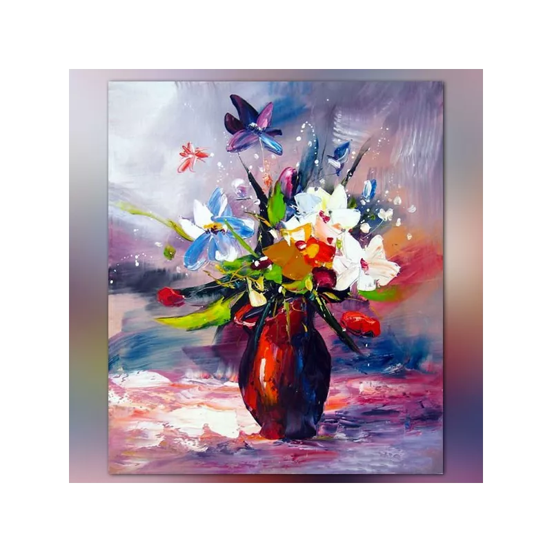 Pintura de flores de campo, pintura de colores cálidos