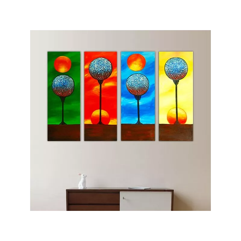 Cuadríptico tierra y sol, 25x80 cm x4