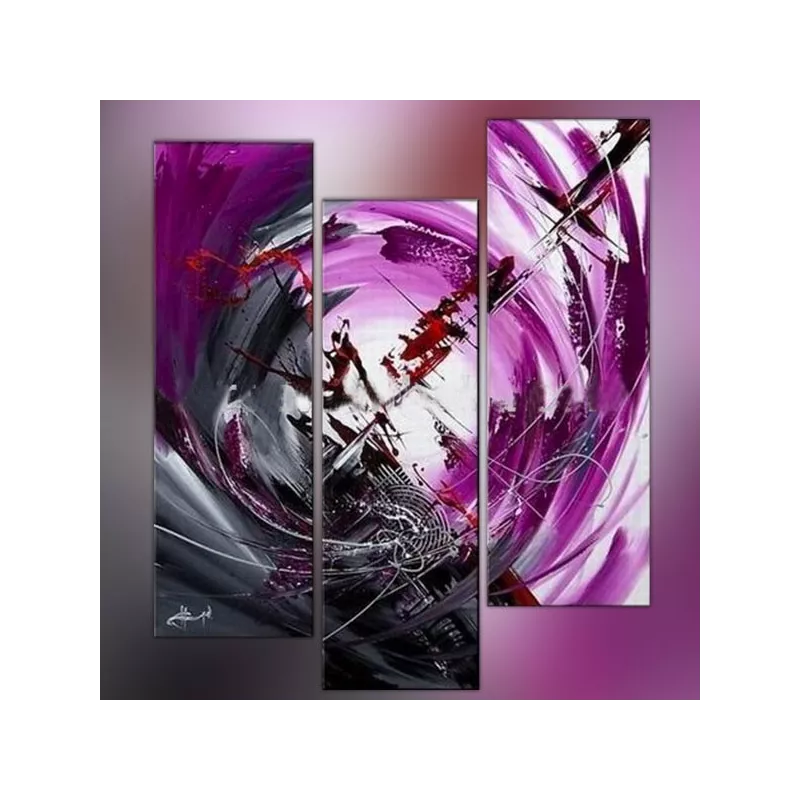 Tríptico morado con foco gris e ilustración