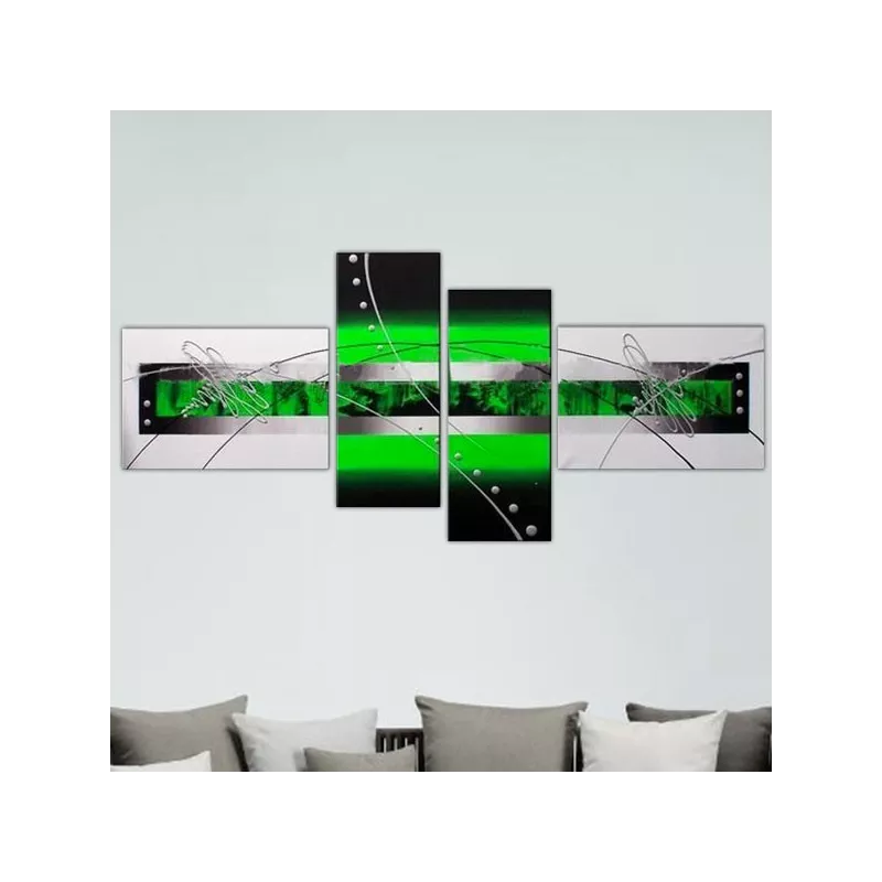 Pintura verde y negra 4 paneles
