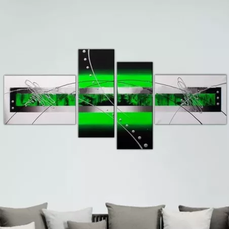 Pintura verde y negra 4 paneles