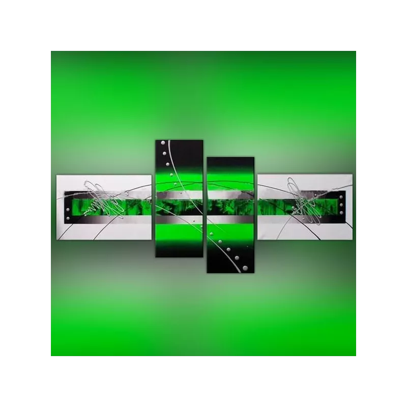 Pintura verde y negra 4 paneles