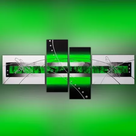 Pintura verde y negra 4 paneles