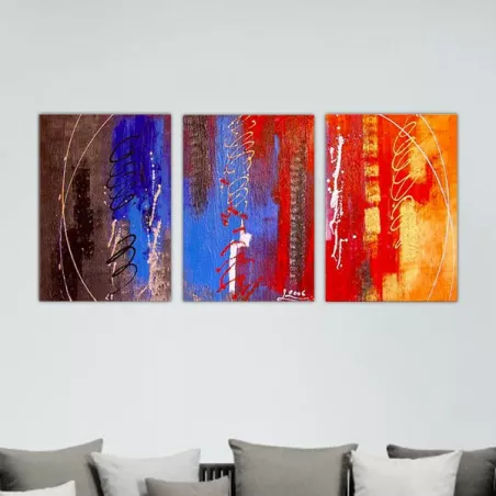 Tríptico rojo y marrón 3 paneles 40x60 cm