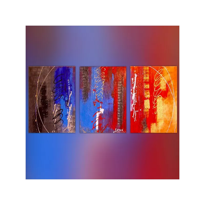 Tríptico rojo y marrón 3 paneles 40x60 cm