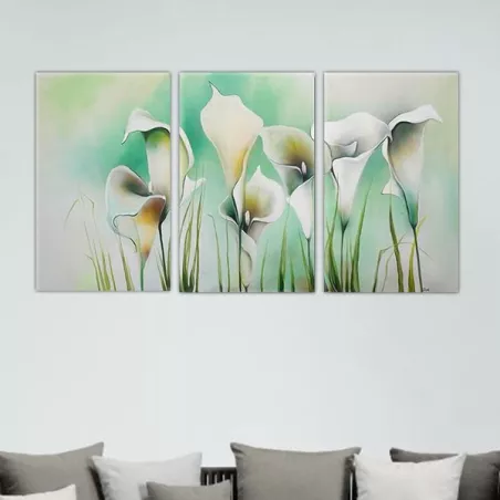 Cuadro de tres paneles flores