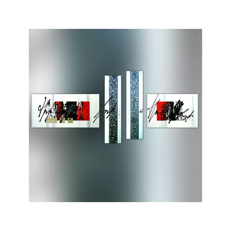 4 paneles rojos y negros, pintura gráfica