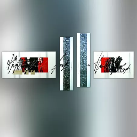 4 paneles rojos y negros, pintura gráfica
