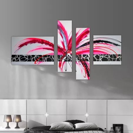 Cuadríptico festivo, pintura en color y movimiento