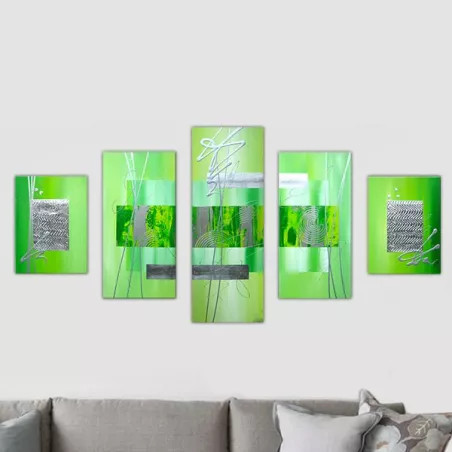Pintura de 5 paneles, políptico zen