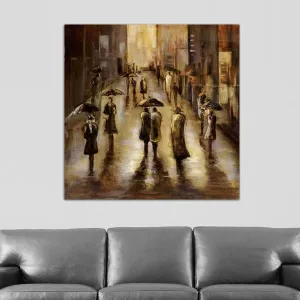 Pintura contemporánea lluvia sobre la ciudad 101 x 101