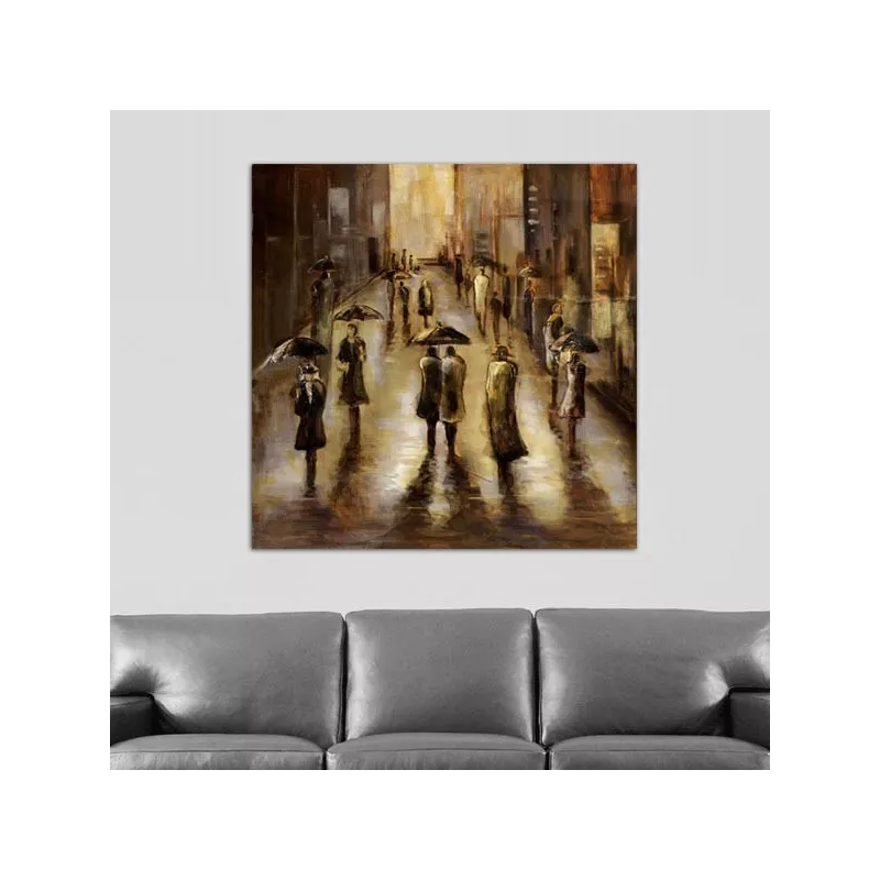 Pintura contemporánea lluvia sobre la ciudad 101 x 101