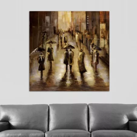 Pintura contemporánea lluvia sobre la ciudad 101 x 101