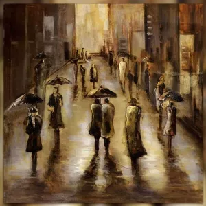 Pintura contemporánea lluvia sobre la ciudad 101 x 101