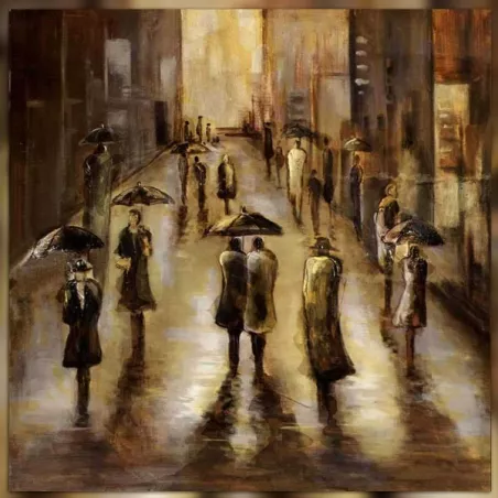 Pintura contemporánea lluvia sobre la ciudad 101 x 101