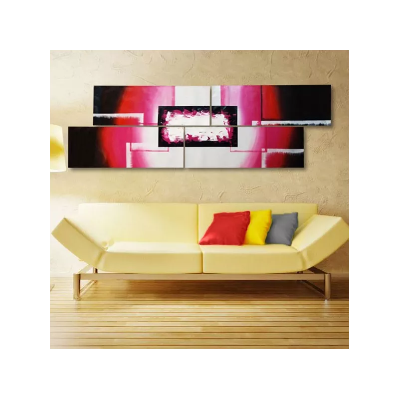 Pintura rosa sobre cuadríptico