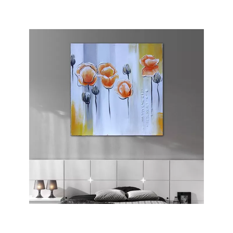 Cuadro de flores cuadradas, tonos pastel