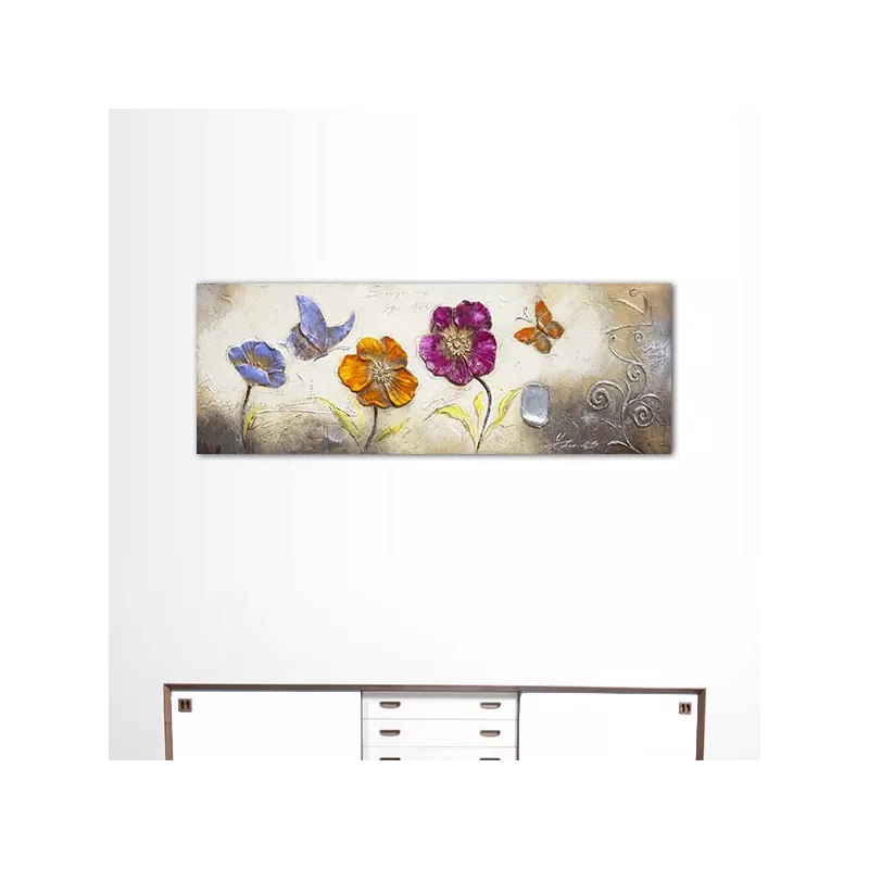 Gran cuadro de flores y mariposas