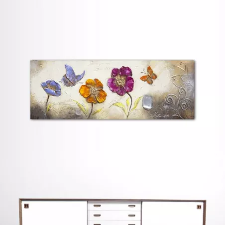 Gran cuadro de flores y mariposas