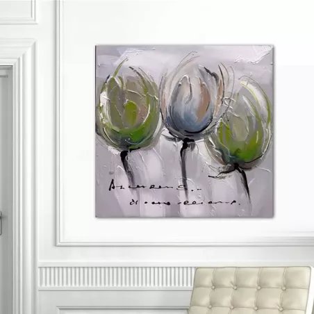 Lienzo cuadrado de flores con colores atípicos