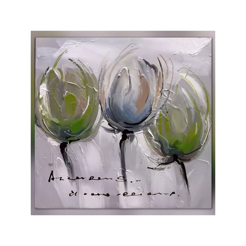 Lienzo cuadrado de flores con colores atípicos