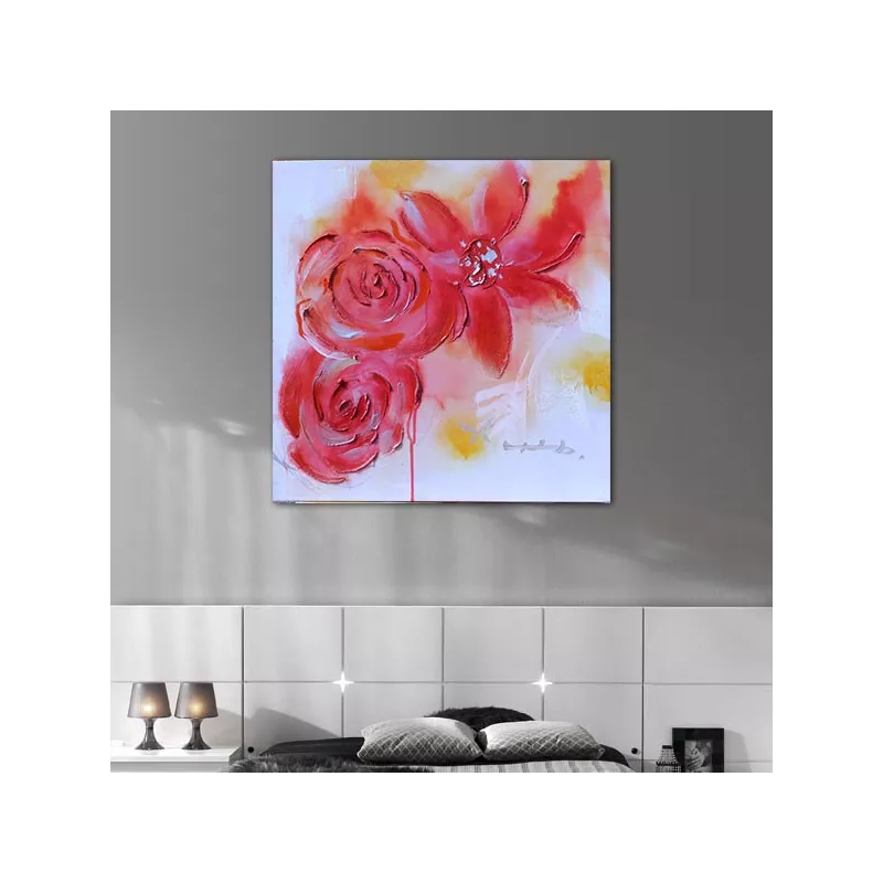 Cuadro flores rojas 60x60 cm