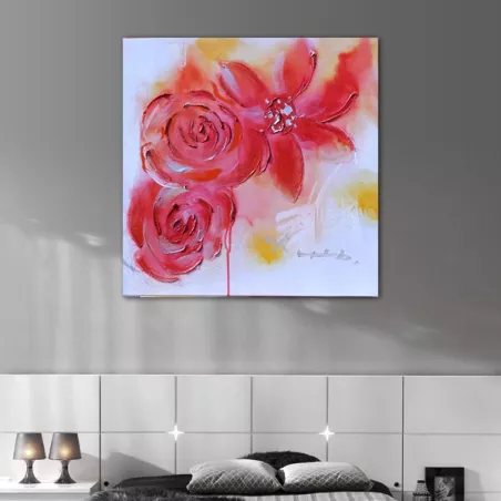 Cuadro flores rojas 60x60 cm