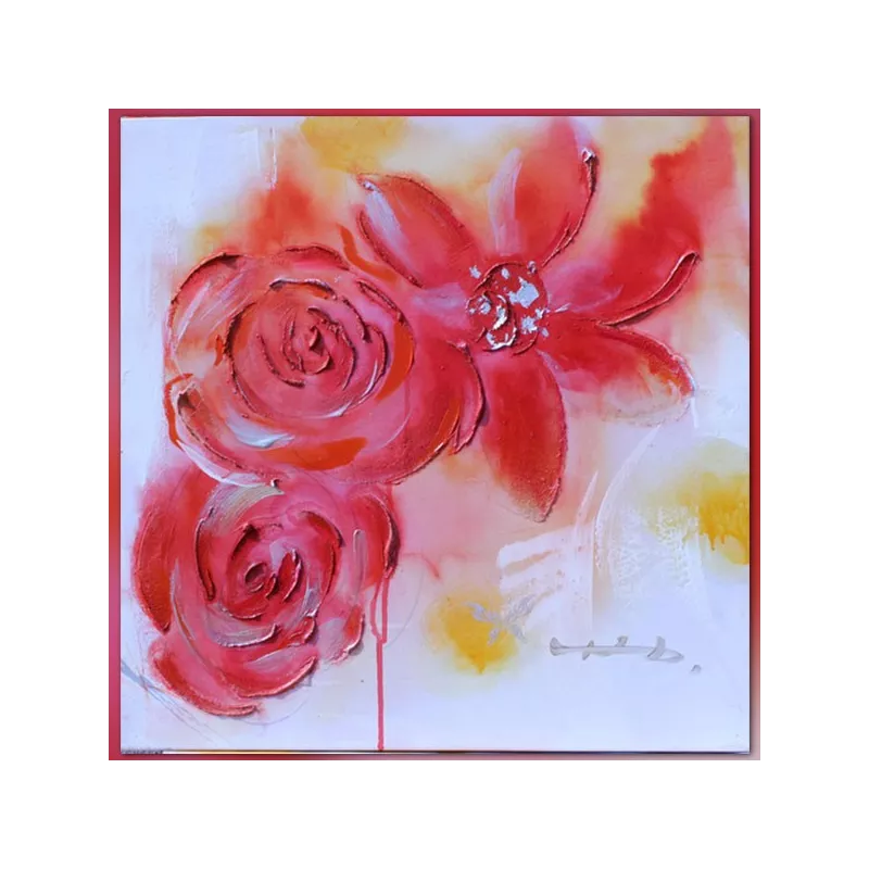 Cuadro flores rojas 60x60 cm