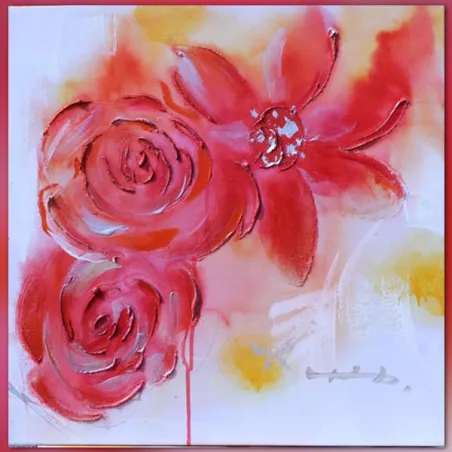 Cuadro flores rojas 60x60 cm