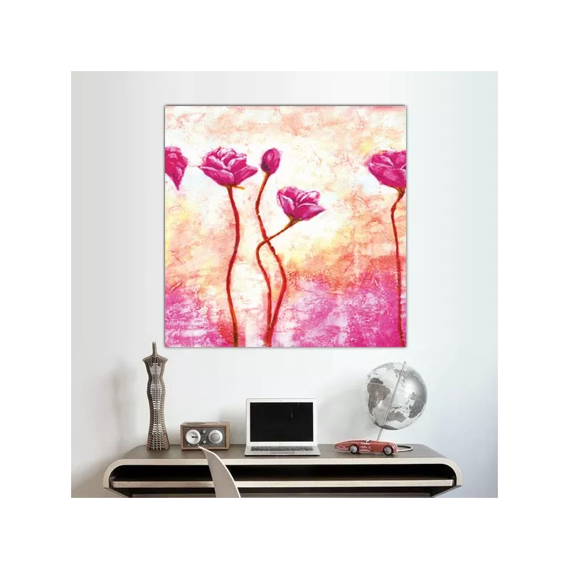 Cuadro cuadrado rosa, 60x60 cm