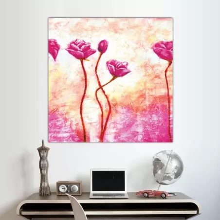 Cuadro cuadrado rosa, 60x60 cm
