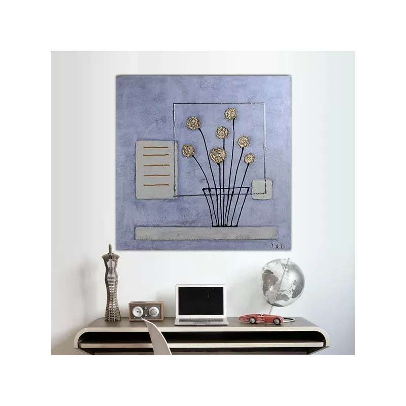 Arreglo floral dorado con ventana, 60x60 cm