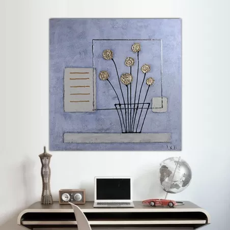 Arreglo floral dorado con ventana, 60x60 cm