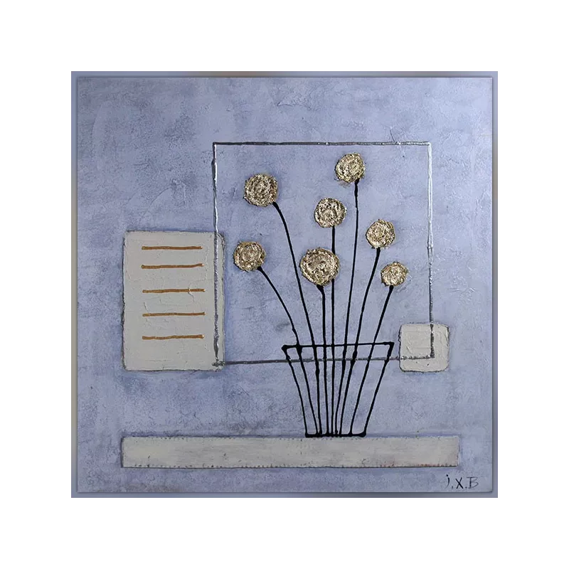 Arreglo floral dorado con ventana, 60x60 cm
