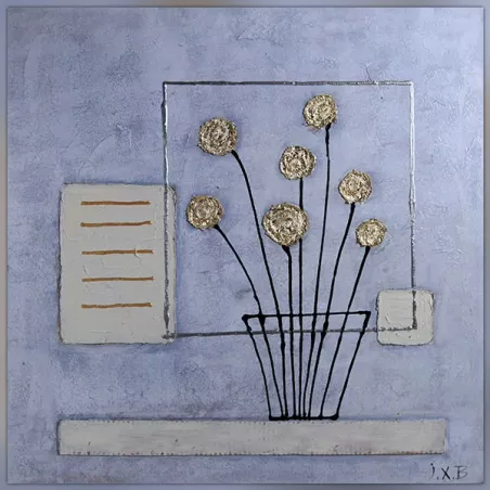 Arreglo floral dorado con ventana, 60x60 cm