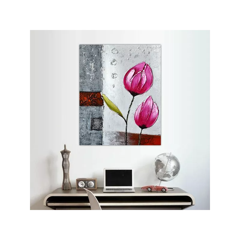 Pintura floral, tulipanes de colores
