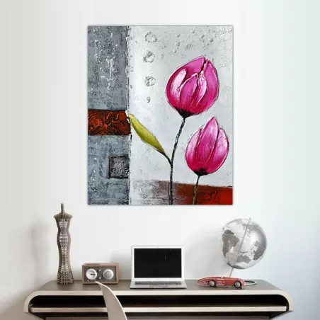 Pintura floral, tulipanes de colores